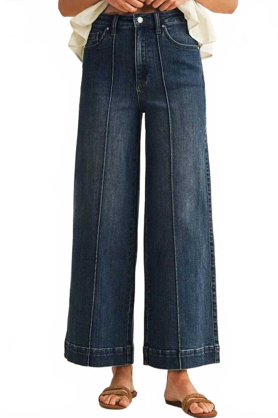 NEW ANNIEWEAR kelsey pin tuck wide leg jeans in blue
